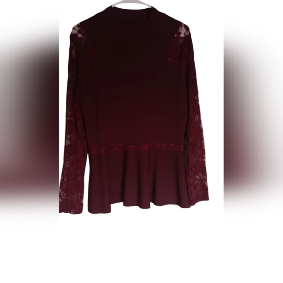 INC International Concepts  Turtleneck Lace Sleeves, Sweater, Burgundy, XL, NWOT - Picture 1 of 4